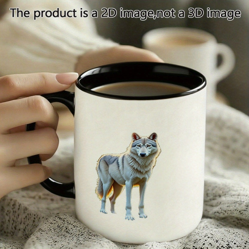 Tailorly Black Accent 11 oz Mug - white wolf