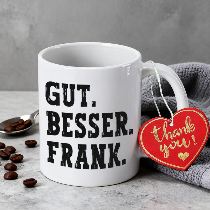 Tailorly White Ceramic 11 oz Mug - Thank You Sleek White Ceramic Cup Beside Roasted Coffee Beans On Stone Surface Mug