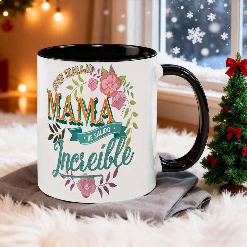 Tailorly Black Accent 11 oz Mug - great job mom awesome family