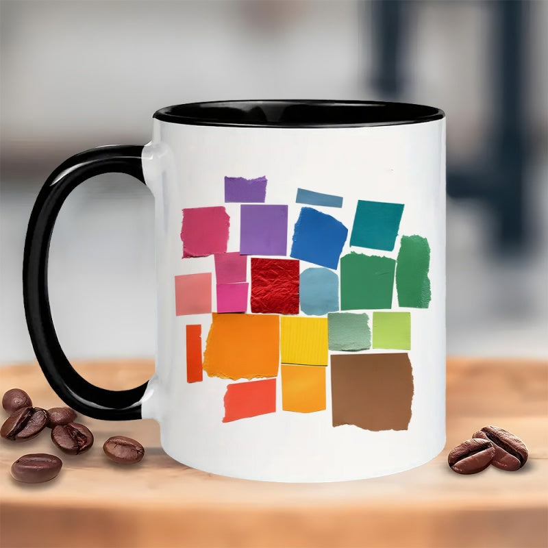 Tailorly Black Accent 11 oz Mug - multicolor rainbow design