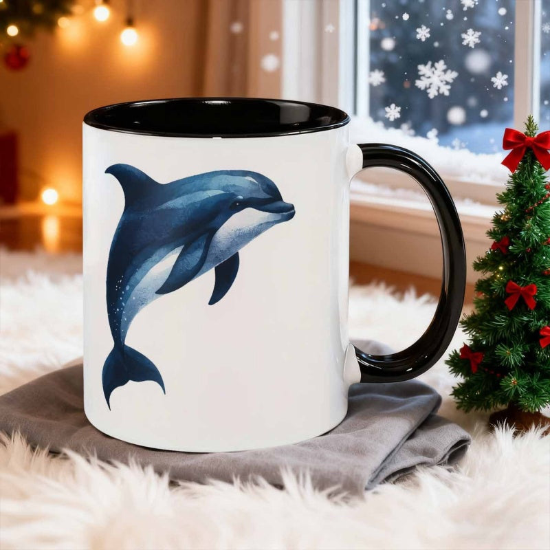 Tailorly Black Accent 11 oz Mug - dolphin