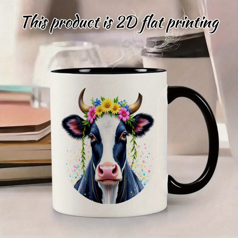 Tailorly Black Accent 11 oz Mug - cute white cartoon cow