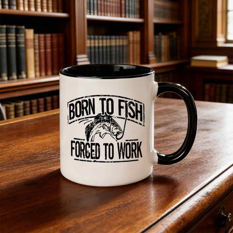 Tailorly Black Accent 11 oz Mug - hook fishing