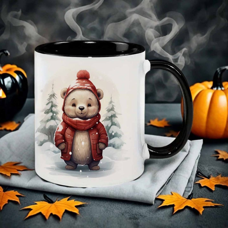 Tailorly Black Accent 11 oz Mug - healing in snow