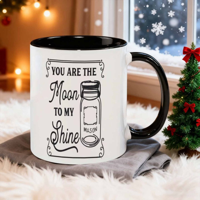 Tailorly Black Accent 11 oz Mug - you are the moon