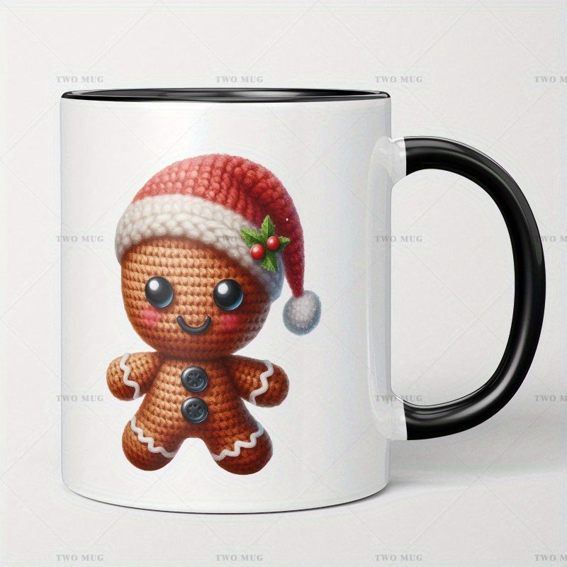 Tailorly Black Accent 11 oz Mug - vintage cute knitted gingerbread man