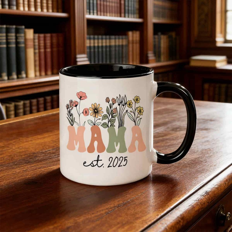 Tailorly Black Accent 11 oz Mug - mama est 2025