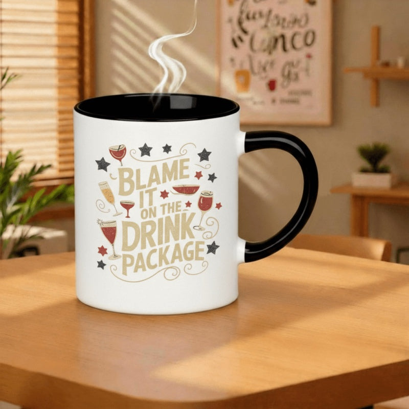 Tailorly Black Accent 11 oz Mug - it on the drink package funny mug gift for 11oz printed ceramic mug mug coffee cup 11oz dishwasher artistic fitness