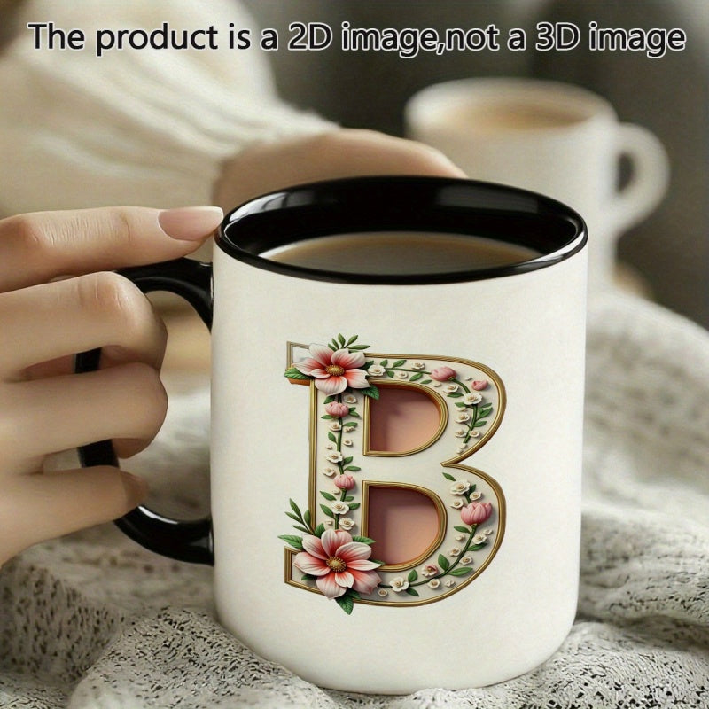 Tailorly Black Accent 11 oz Mug - floral decorative number