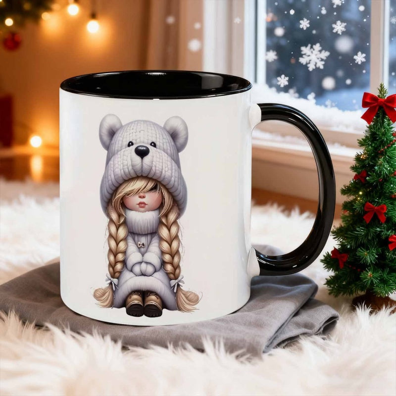 Tailorly Black Accent 11 oz Mug - cute little bear