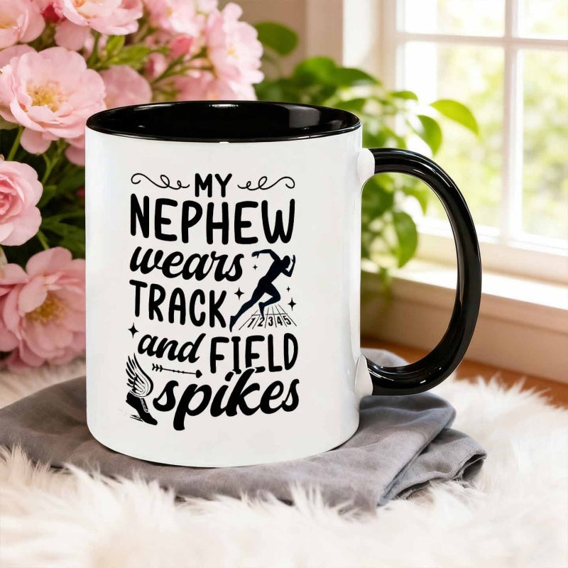 Tailorly Black Accent 11 oz Mug - slogan print celebrating nephew pride