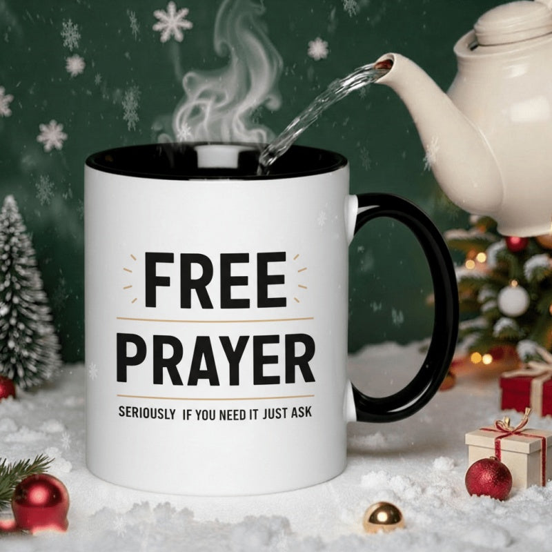 Tailorly Black Accent 11 oz Mug - free prayer christmas mug