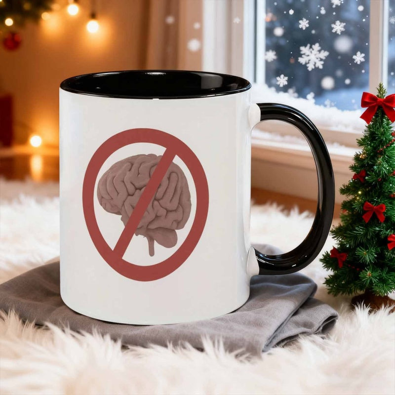 Tailorly Black Accent 11 oz Mug - symbol design of brain