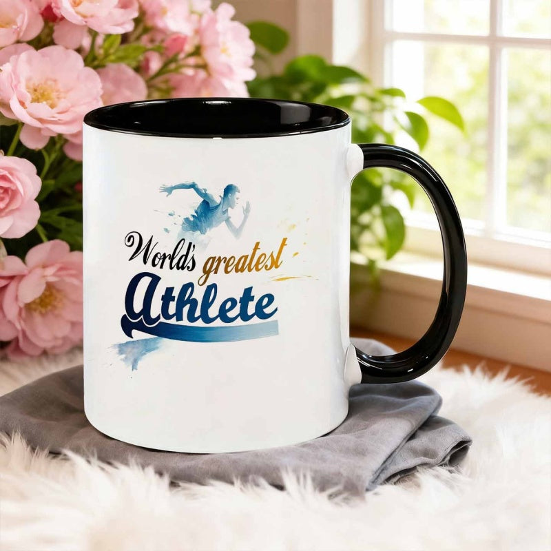 Tailorly Black Accent 11 oz Mug - watercolor tribute for athlete