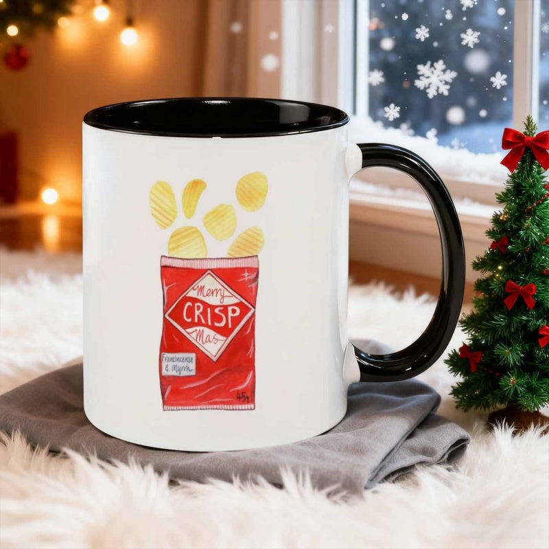 Tailorly Black Accent 11 oz Mug - 1pc 11oz christmas chips with frankincense and flavor ceramic mug coffee cup water cup heat reusable dishwasher