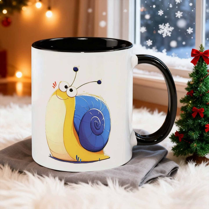 Tailorly Black Accent 11 oz Mug - snail illustration