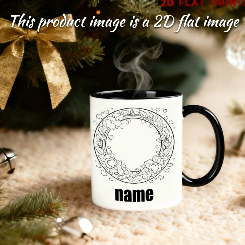 Tailorly Black Accent 11 oz Mug - customizable floral wreath