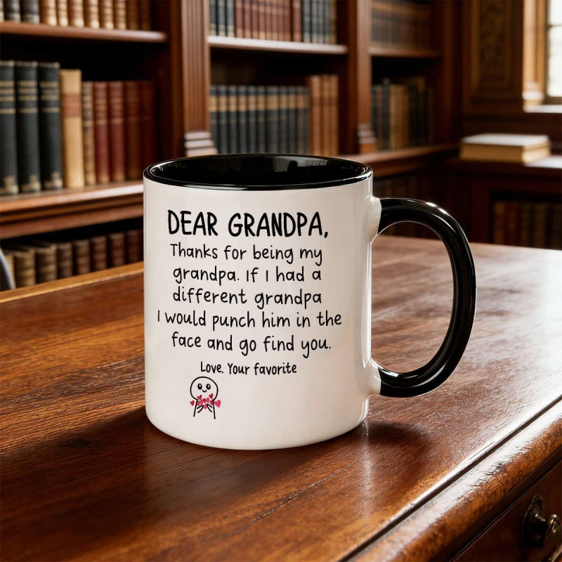 Tailorly Black Accent 11 oz Mug - grandpa dear grandpa with humorous quotes