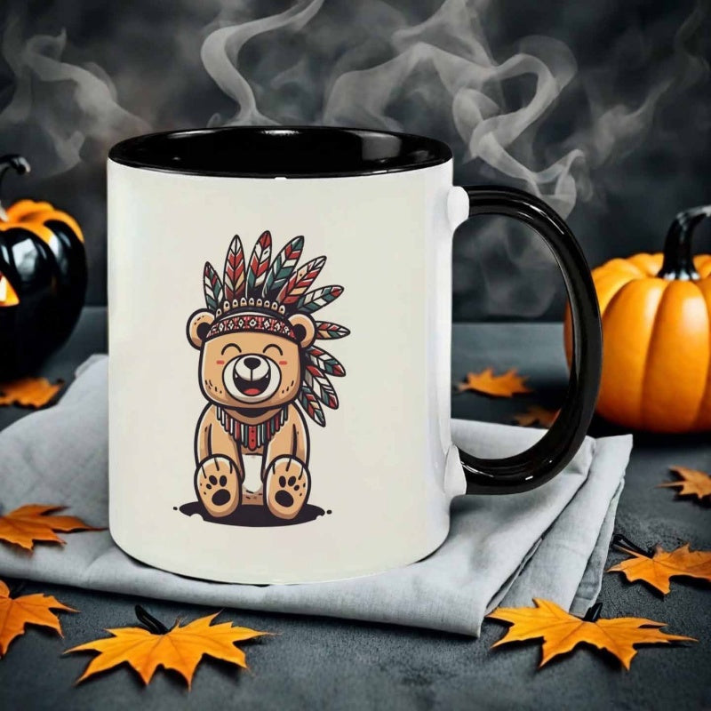 Tailorly Black Accent 11 oz Mug - feather bear