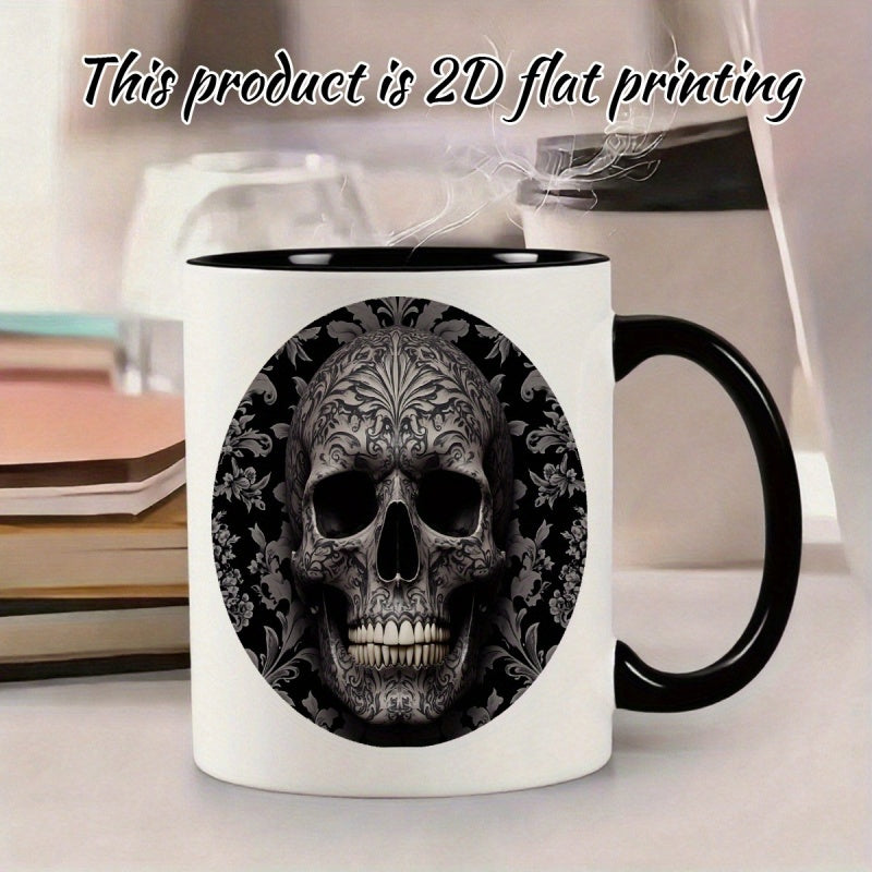 Tailorly Black Accent 11 oz Mug - white skull