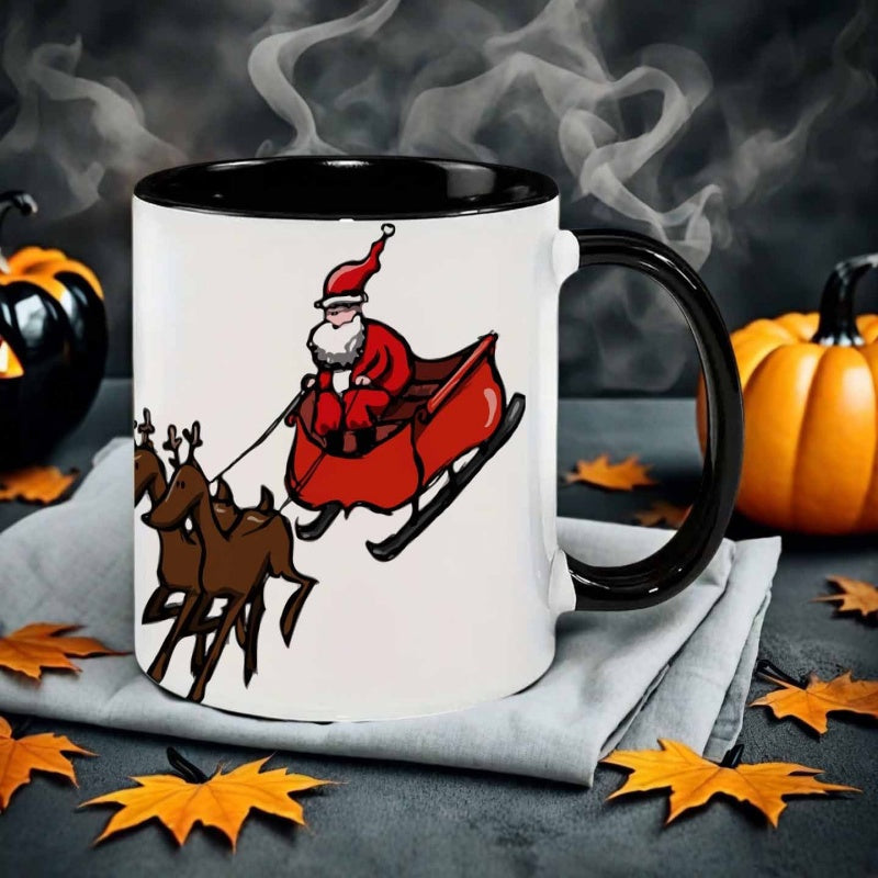 Tailorly Black Accent 11 oz Mug - christmas sleigh