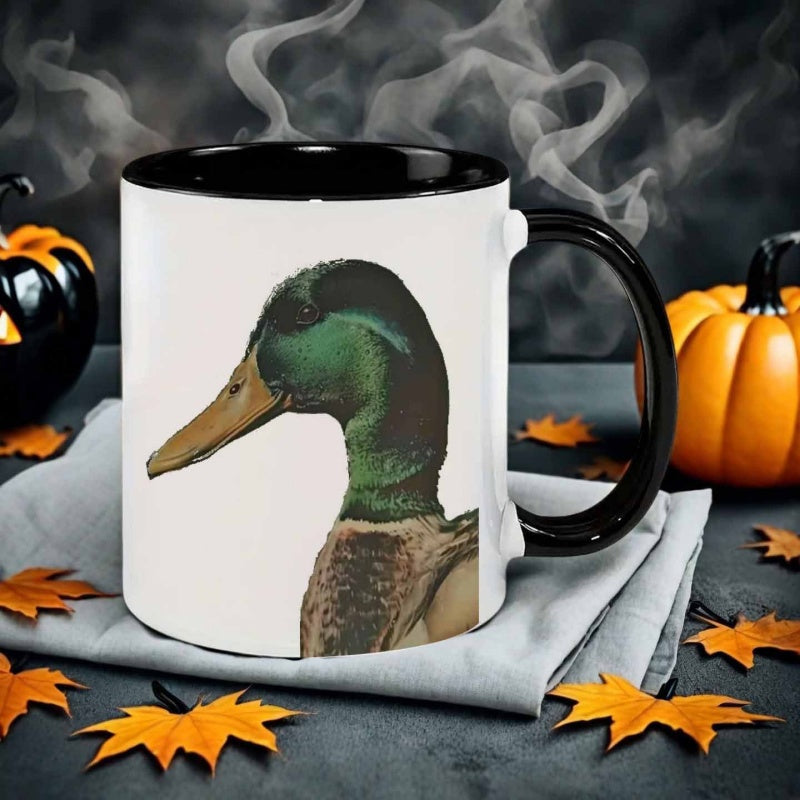 Tailorly Black Accent 11 oz Mug - realistic style mallard duck