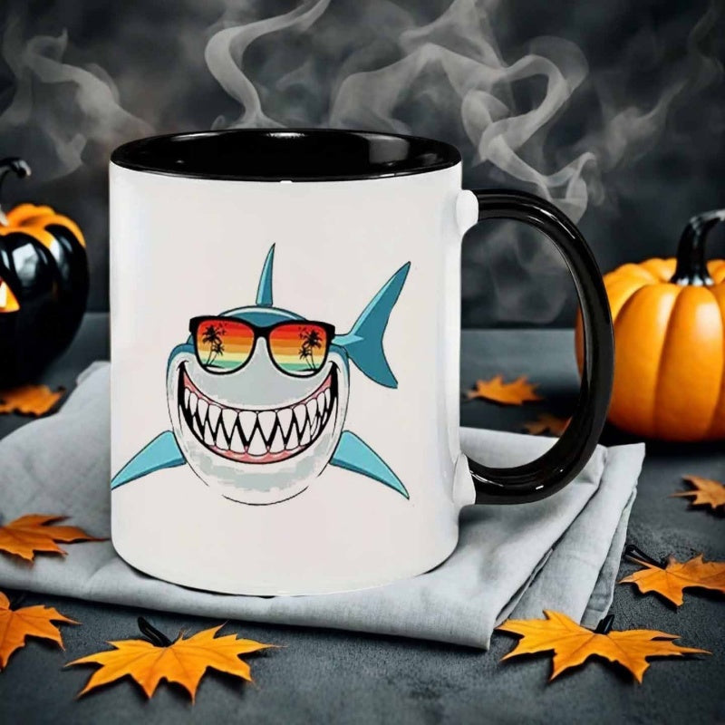 Tailorly Black Accent 11 oz Mug - cartoon style with fashion glasses