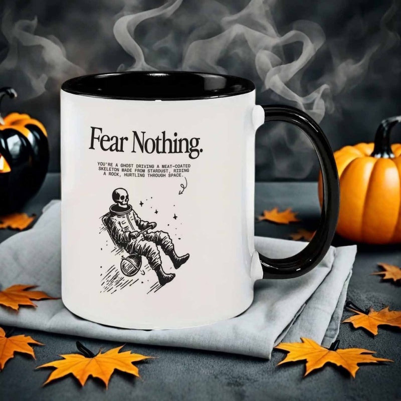 Tailorly Black Accent 11 oz Mug - fearless skeleton