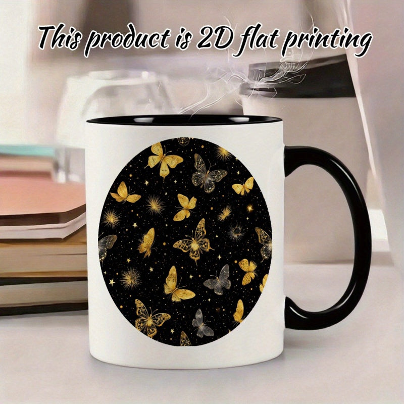 Tailorly Black Accent 11 oz Mug - 1pc cute durable 11oz printed ceramic christmas halloween birthday gift anniversary gift hot cold drinks