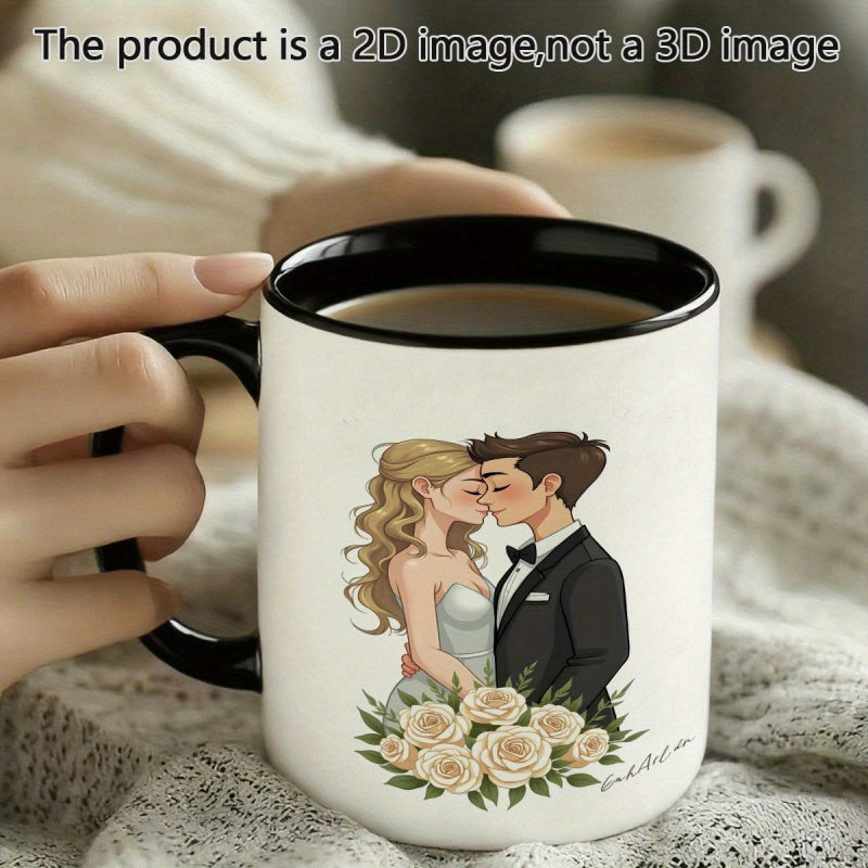 Tailorly Black Accent 11 oz Mug - cartoon style wedding illustration