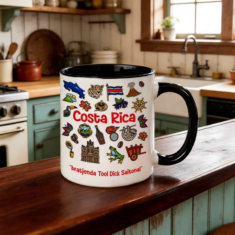 Tailorly Black Accent 11 oz Mug - symbols colorful 2d printed