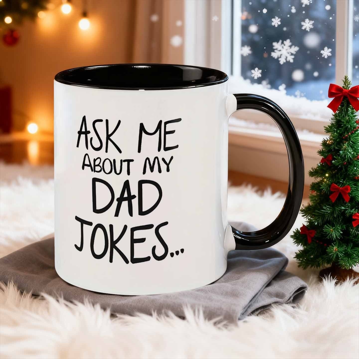 Tailorly Black Accent 11 oz Mug - about my for dad jokes