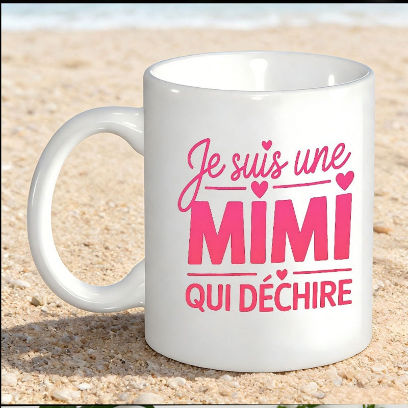 Tailorly White Ceramic 11 oz Mug - Polished White Surface Decorated With Cute Pink Hearts Ceramic Mug