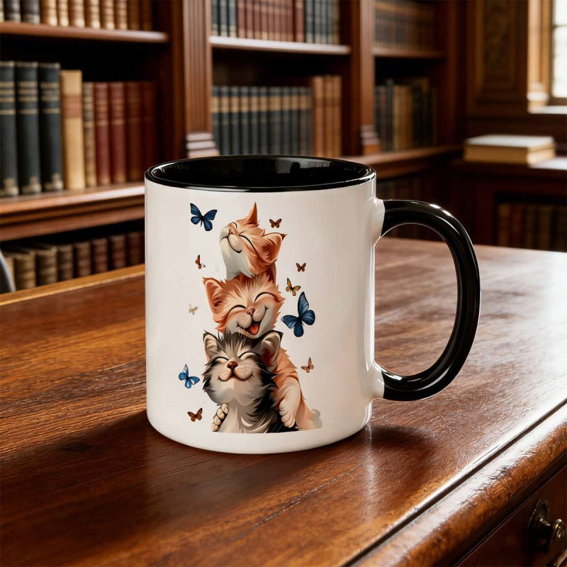 Tailorly Black Accent 11 oz Mug - adorable kitten