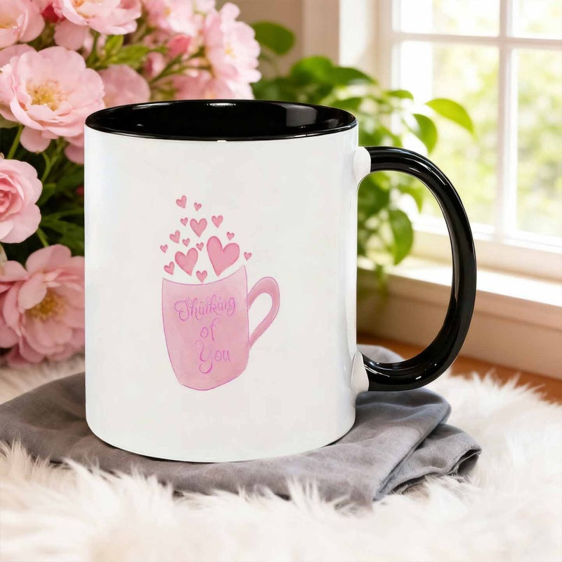Tailorly Black Accent 11 oz Mug - watercolor heart shaped