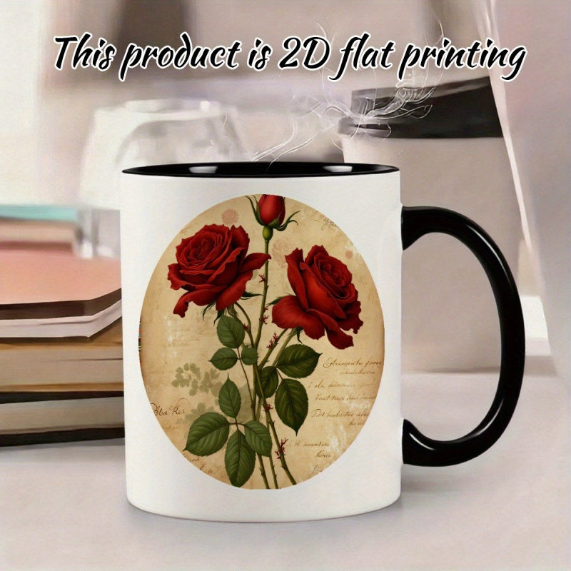Tailorly Black Accent 11 oz Mug - vintage style rose