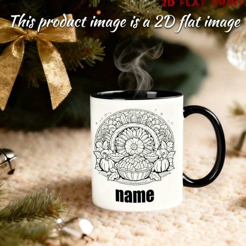 Tailorly Black Accent 11 oz Mug - customizable text cute cartoon anime personalized name autumn gift