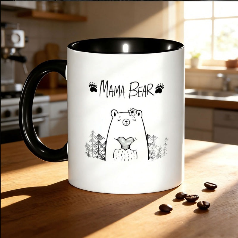 Tailorly Black Accent 11 oz Mug - bear humorous couple dads pregnancy announcement autumn