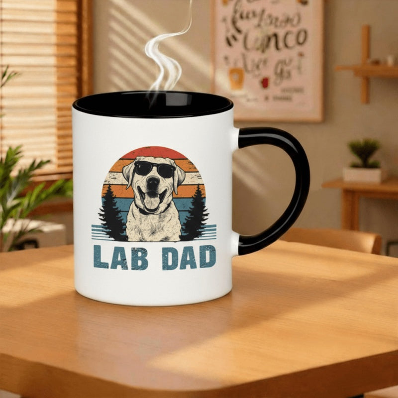 Tailorly Black Accent 11 oz Mug - retro sunset lab dad labrador