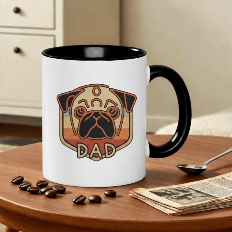 Tailorly Black Accent 11 oz Mug - mug gift for dog lovers 11oz printed ceramic mug coffee mug food grade ceramic durable dishwasher microwave safe