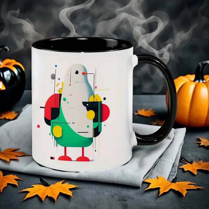 Tailorly Black Accent 11 oz Mug - bird in geometric style