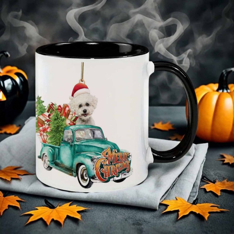 Tailorly Black Accent 11 oz Mug - cute dog in watercolor style