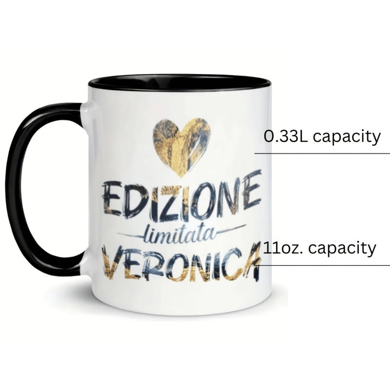 Tailorly Black Accent 11 oz Mug - heart text humorous cartoon coffee cup design