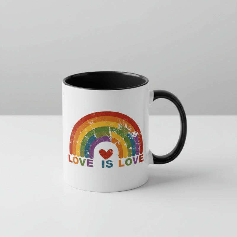 Tailorly Black Accent 11 oz Mug - vintage is love pride