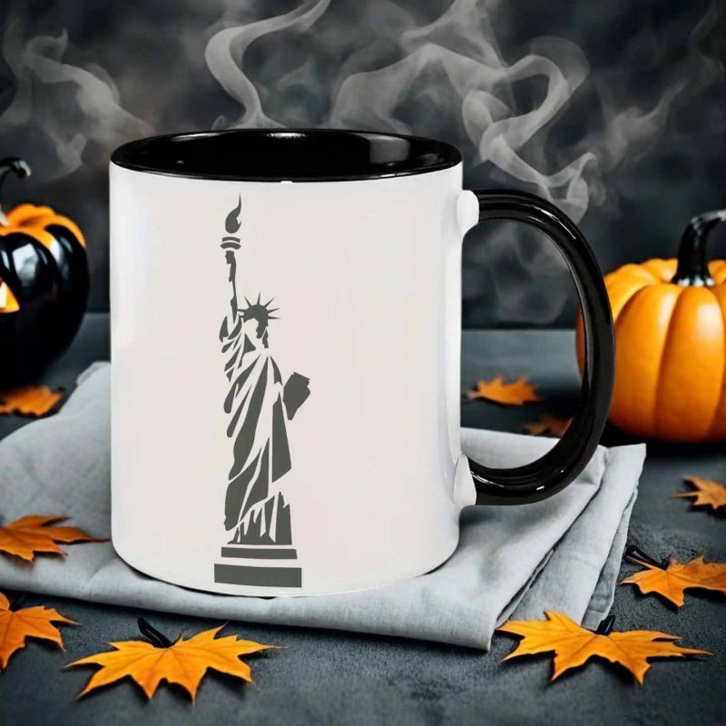 Tailorly Black Accent 11 oz Mug - 1pc 11 ounces statue of in ceramic mug cup for coffee or water with heat reusable dishwasher