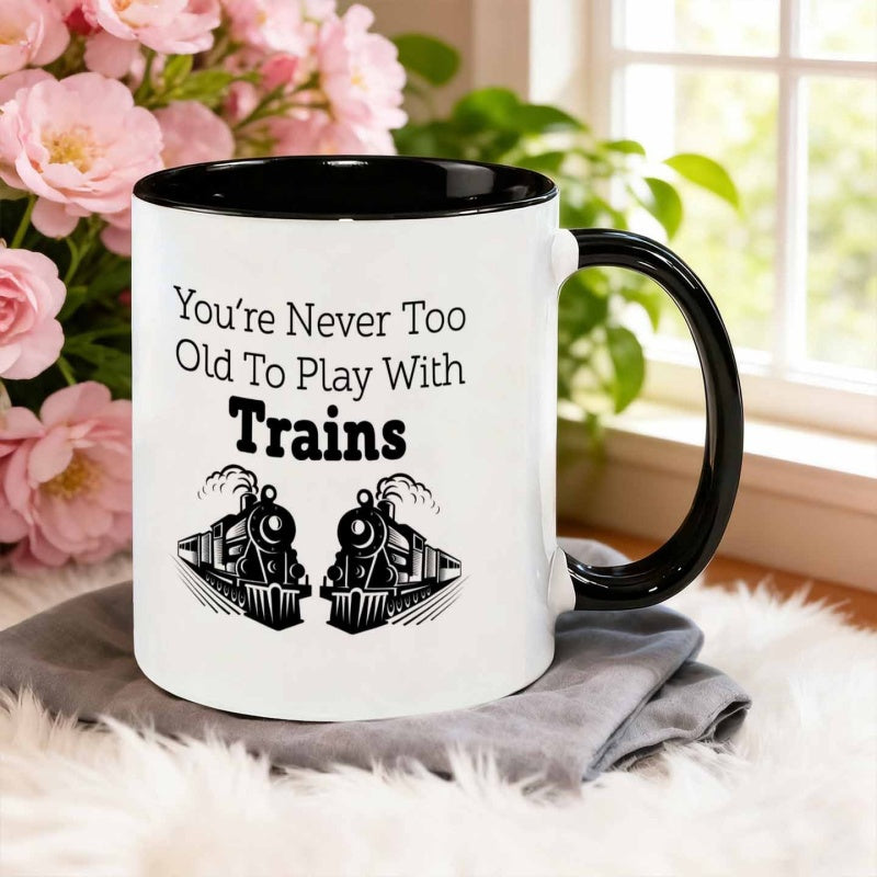 Tailorly Black Accent 11 oz Mug - train fun slogan art print