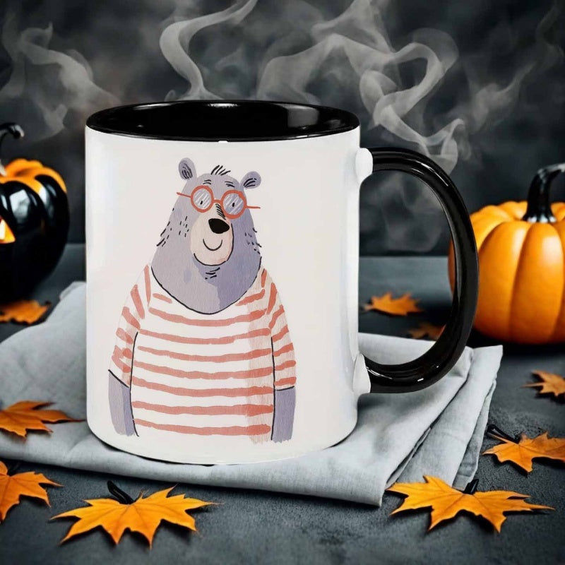 Tailorly Black Accent 11 oz Mug - watercolor with glasses