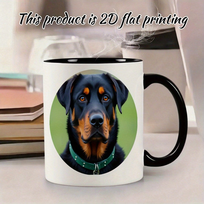 Tailorly Black Accent 11 oz Mug - white rottweiler
