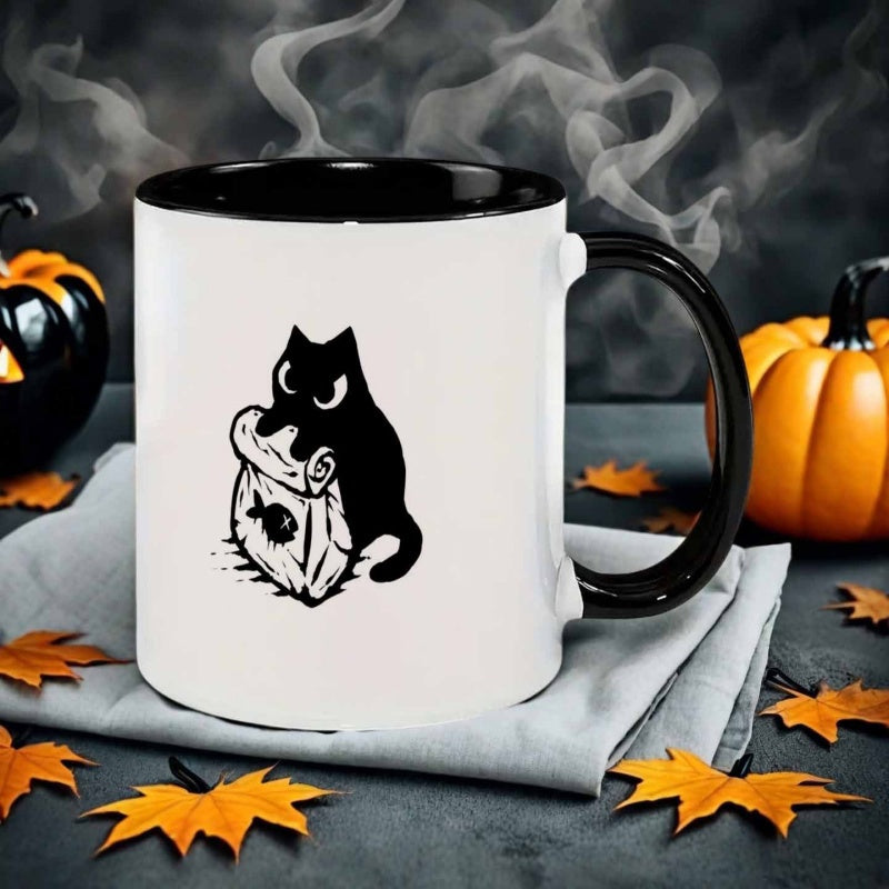 Tailorly Black Accent 11 oz Mug - dark style cat fish
