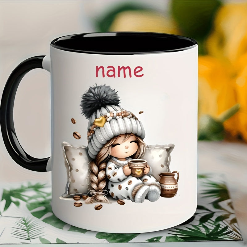 Tailorly Black Accent 11 oz Mug - cute cartoon hot chocolate